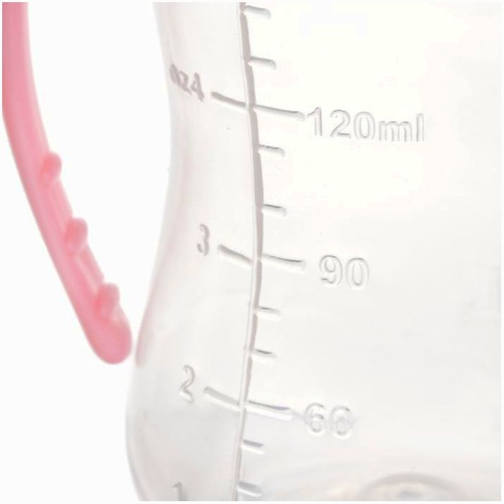 Картинка Бутылочка для кормления, классическое горло, приталенная, с ручками, 150 мл, от 0 мес, цвет розовый (№2969759) от магазина Мир детей Товары для Новорожденных