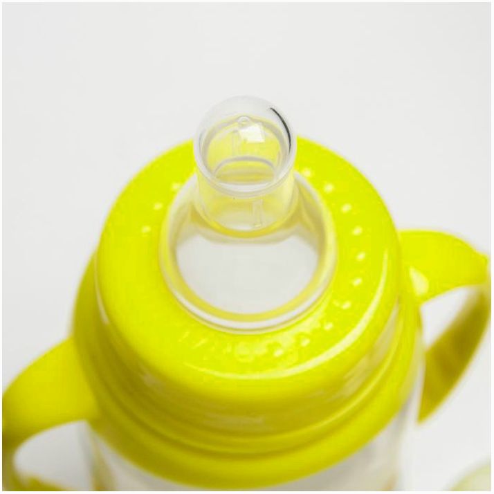 Картинка Бутылочка для кормления «Фрукты пляж», классическое горло, 150 мл., от 0 мес., цилиндр, с ручками (№4644211) от магазина Мир детей Товары для Новорожденных