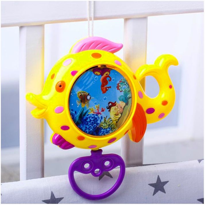 Подвеска музыкальная заводная «Рыбка» на кроватку/коляску артикул анонс 2656014