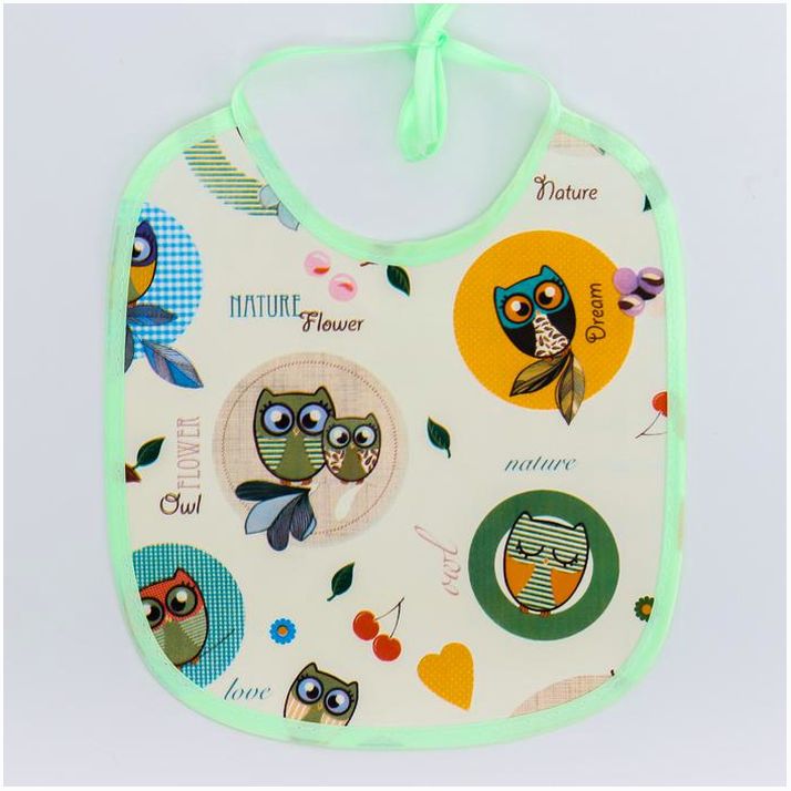 Картинка Нагрудник для кормления «Совы» непромокаемый на завязках, МИКС (№1125174) от магазина Мир детей Товары для Новорожденных