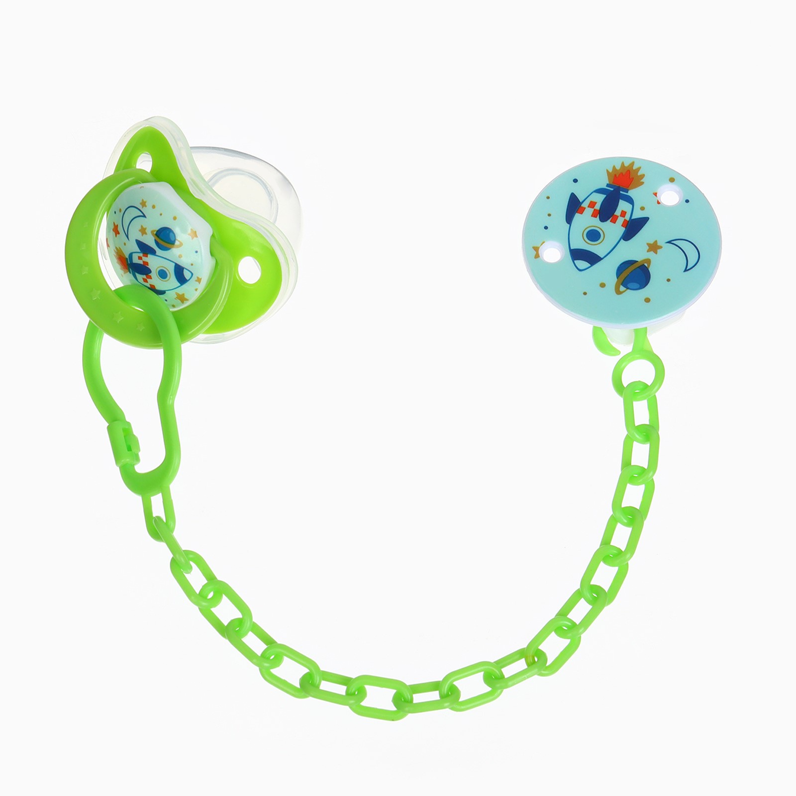 Пустышка ортодонт., с колпачком и держателем, от 0 мес., цвет Зеленый / Синий артикул анонс 10852218