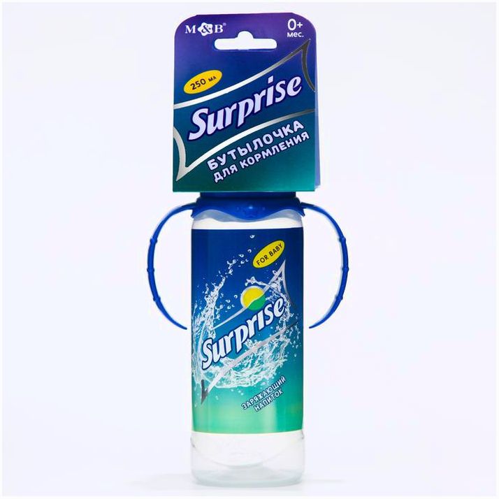 Бутылочка для кормления Surprise, классическое горло, от 0 мес, 250 мл., цилиндр, с ручками артикул анонс 5399863