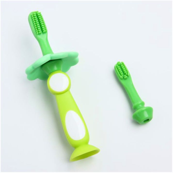 Детская зубная щетка-массажер,силикон, с ограничителем на присоске, цвет МИКС артикул анонс 4350273