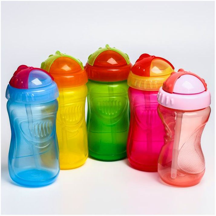 Поильник детский с трубочкой, 340 мл, цвета МИКС артикул анонс 2586898