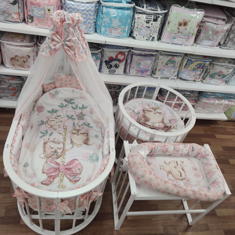 КПБ 21 пр (балдахин + борт + пододеяльник + 2 одеяла + навол + подуш + 2 прост + гнездо (бязь) 12кв артикул анонс 1151-О-1_02