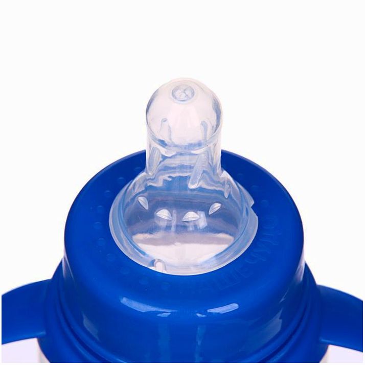 Картинка Бутылочка «Пингвинёнок Рокки» приталенная, с ручками, 150 мл, от 0 мес., цвет синий (№2969869) от магазина Мир детей Товары для Новорожденных