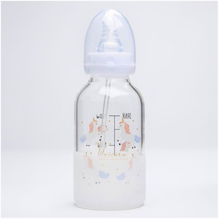 Бутылочка для кормления 250 мл., стекло, цвет белый, антиколик артикул анонс 4770920