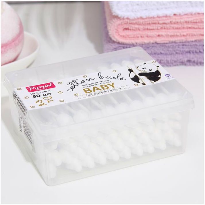 № 7488614 Ватные палочки для детской гигиены  Premia с ограничителем 50 шт.