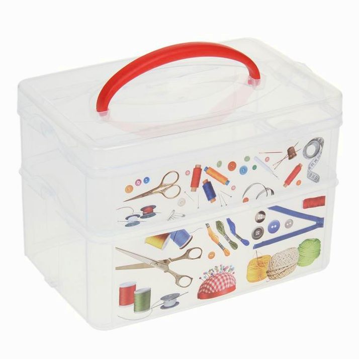 Картинка Контейнер универсальный Multi box, 2 секции, с ручкой и декором, рисунок МИКС (№1100056) от магазина Мир детей Товары для Новорожденных