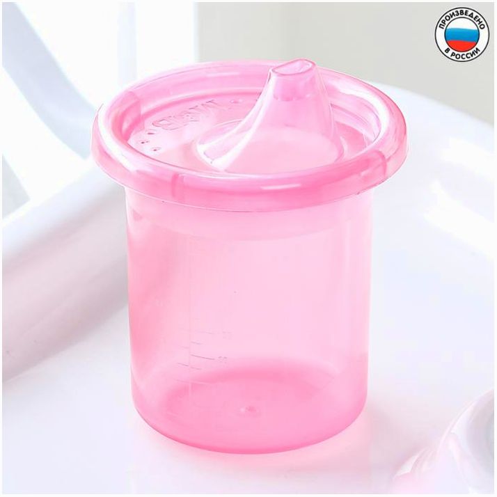 Поильник детский без нанесения с твёрдым носиком 200 мл, цвет розовый артикул анонс 3721472
