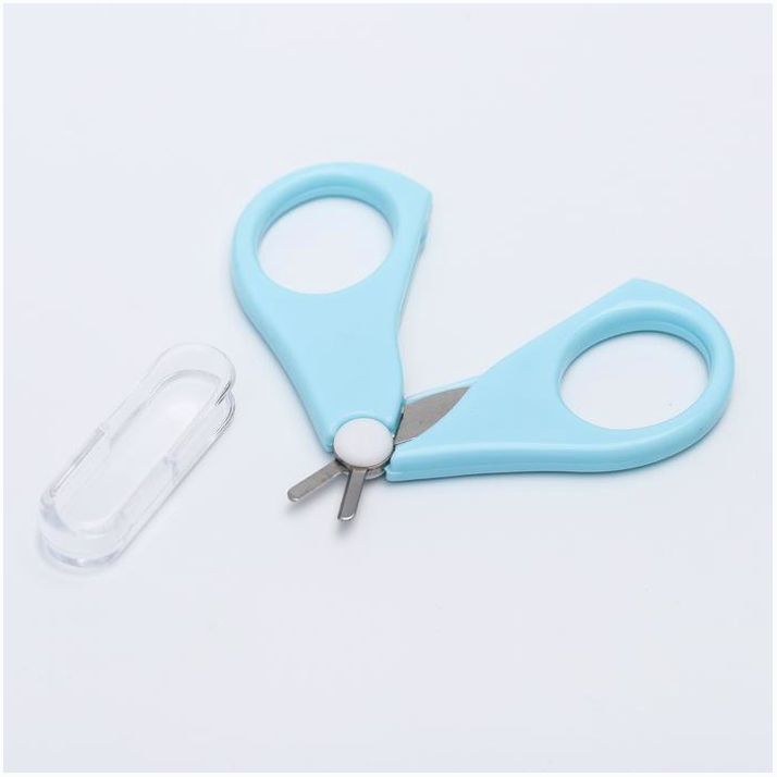 № 2849317 Ножницы детские безопасные, маникюрные, с чехлом, от 0 мес., цвет голубой