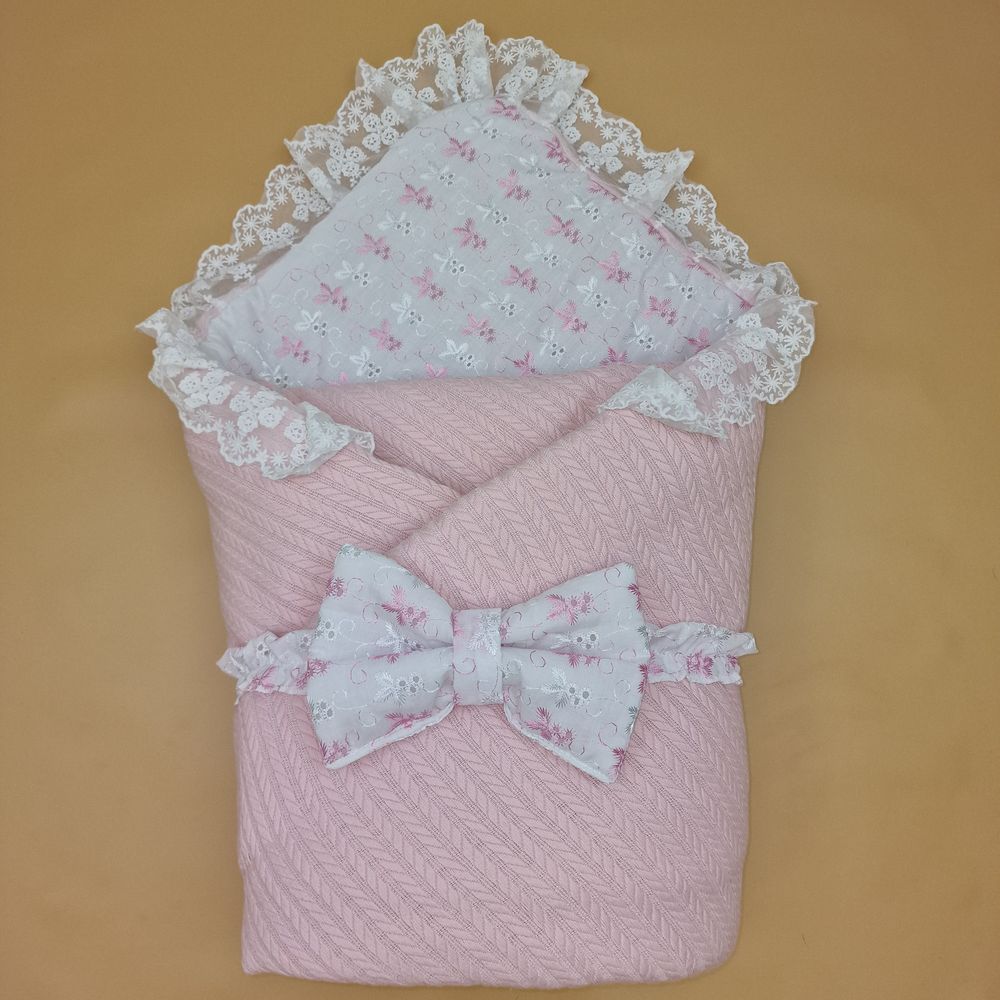 Комплект на выписку 2 пр: одеяло+бант (вязанка+бязь) артикул анонс 1895вз-1-1_м_07