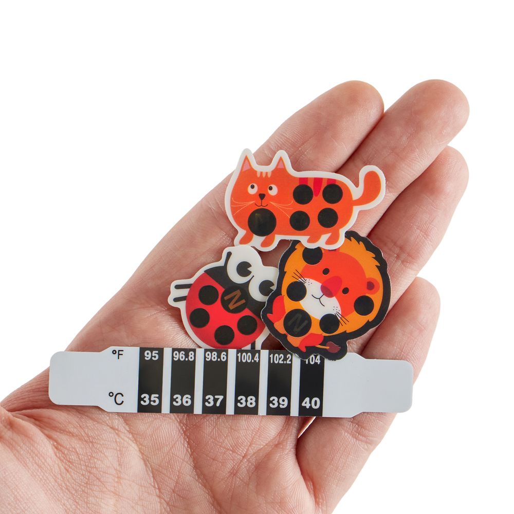 Картинка Детский термометр - наклейка налобный "Милые зверушки", до 40°, набор 4 шт (№10562595) от магазина Мир детей Товары для Новорожденных