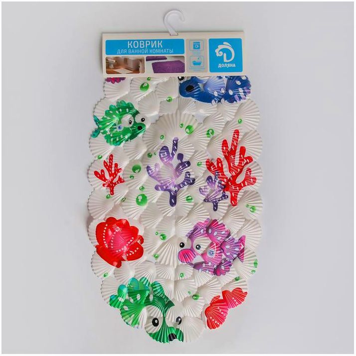 Картинка Коврик противоскользящий СПА в ванну на присосках Доляна «Рыбка-шар», 39?69 см (№1152769) от магазина Мир детей Товары для Новорожденных