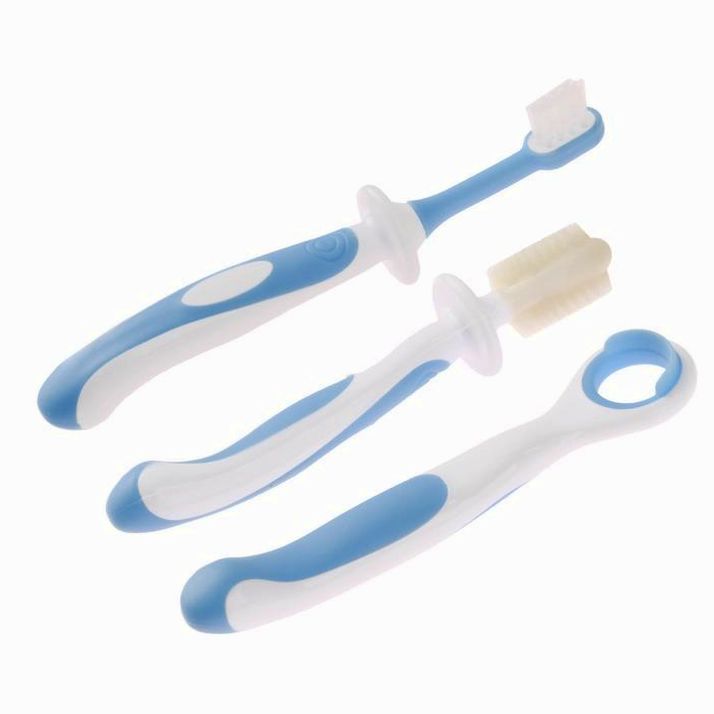 № 2849331 Набор детских зубных щёток-массажеров (силикон/нейлон), с ограничителем, цвет голубой