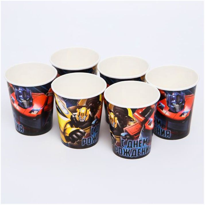 Картинка Набор бумажной посуды, на 6 персон "С Днем Рождения", Трансформеры (№5142285) от магазина Мир детей Товары для Новорожденных