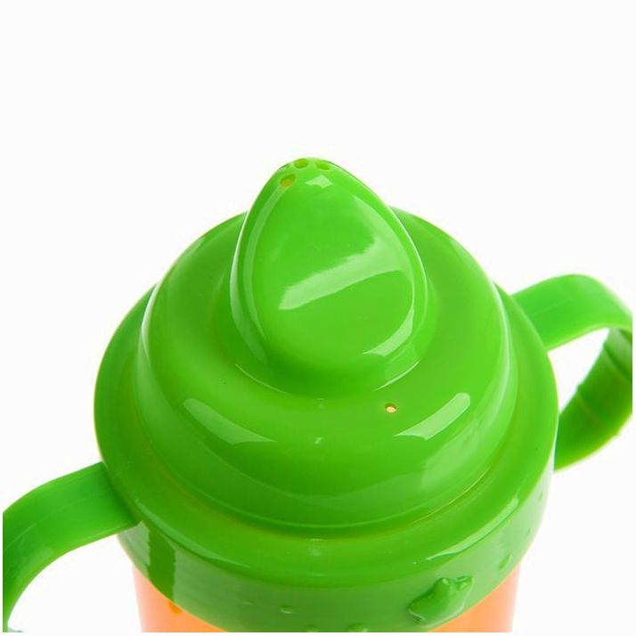 Картинка Поильник детский с твёрдым носиком, с ручками, 150 мл, цвет оранжевый/зеленый (№3725845) от магазина Мир детей Товары для Новорожденных