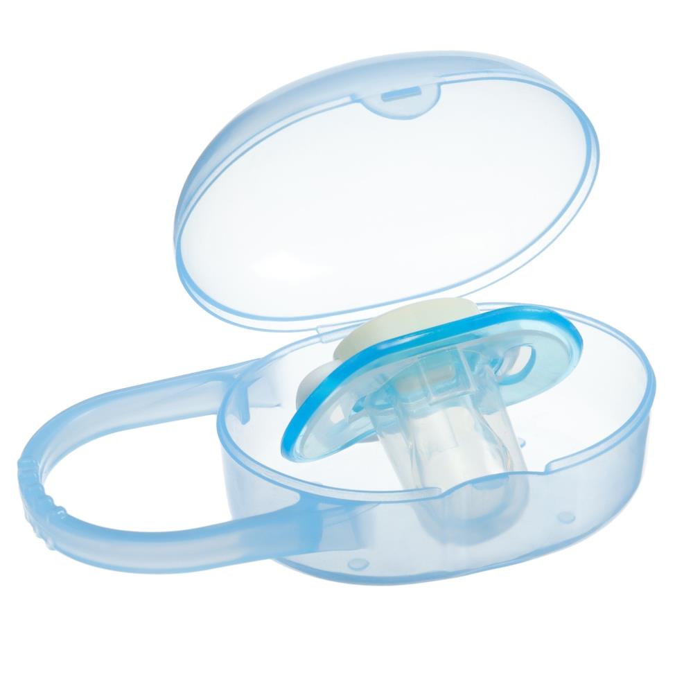 Картинка Соска - пустышка силиконовая ортодонтическая, от 3 мес., с колпачком, в контейнере, цвет голубой (№10387562) от магазина Мир детей Товары для Новорожденных