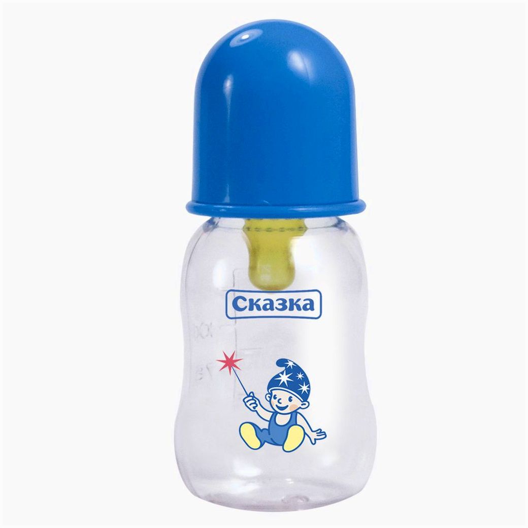 № 1114С Бутылочка с талией (пластик, силиконовая соска)