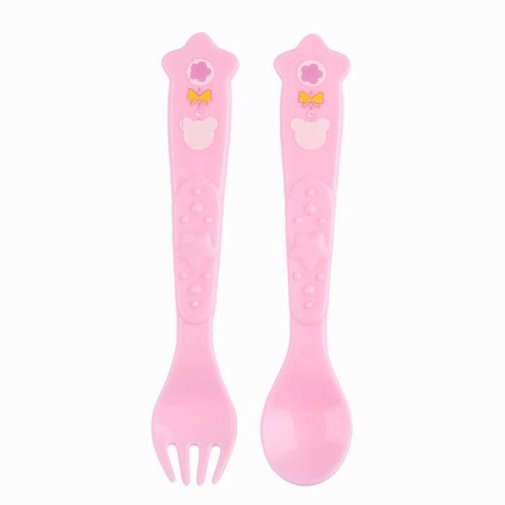 Столовые приборы «Маленькая леди», 2 пр: ложка и вилка, от 5 мес., цвет розовый артикул анонс 2618962