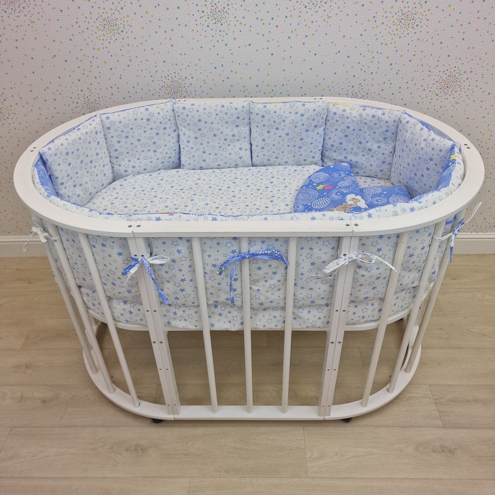 КПБ 19 пр (борт + пододеяльник + 2 одеяла + наволочка + подушка + 2 простыни (бязь) 12кв артикул анонс 1149-О-1бб_05