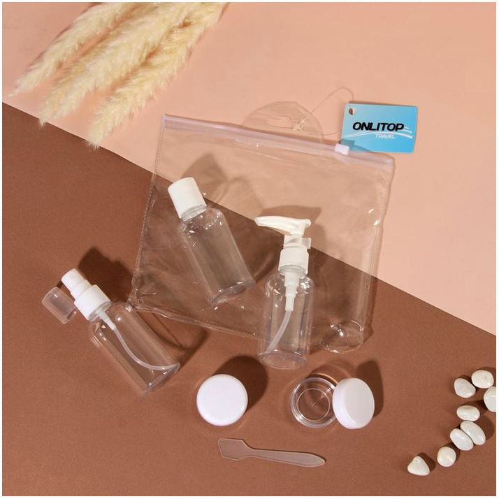 Набор для хранения, в чехле, 6 предметов, цвет белый/прозрачный артикул анонс 655409