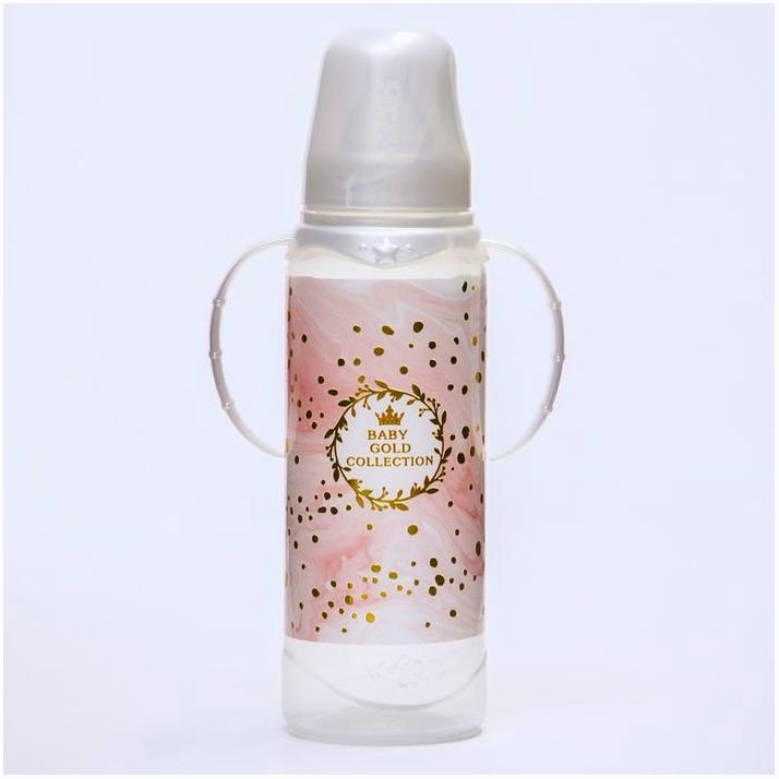 № 5399840 Бутылочка «Золотая коллекция: розовый мрамор», клас горло, 250 мл, от 3 мес, цилиндр, с ручками