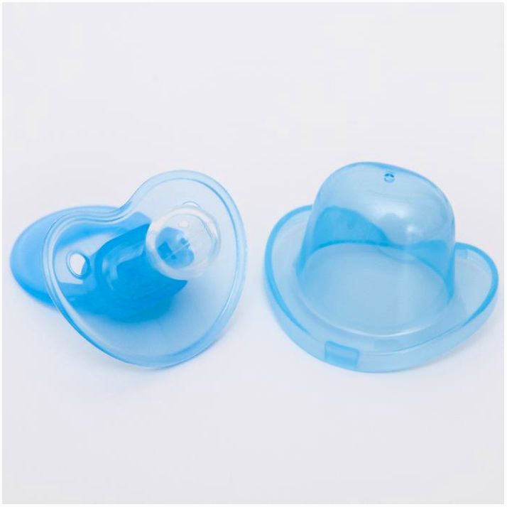 Картинка Пустышка прозрачная, классическая с колпачком, от 0 мес., цвет голубой (№2300147) от магазина Мир детей Товары для Новорожденных