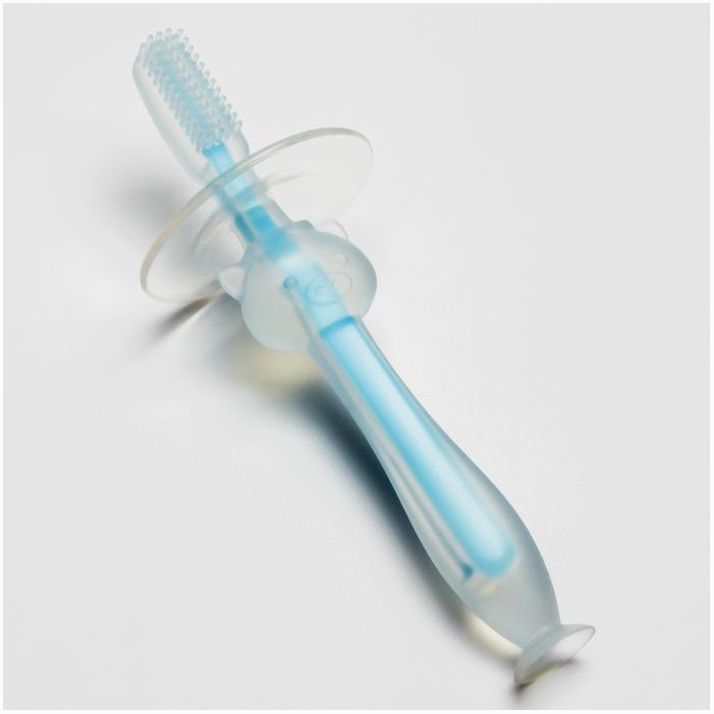 Прорезыватель, Крошка Я, щеточка, массажер для десен, грызунок для малыша, от 18 мес, цвет голубой. артикул анонс 1886899