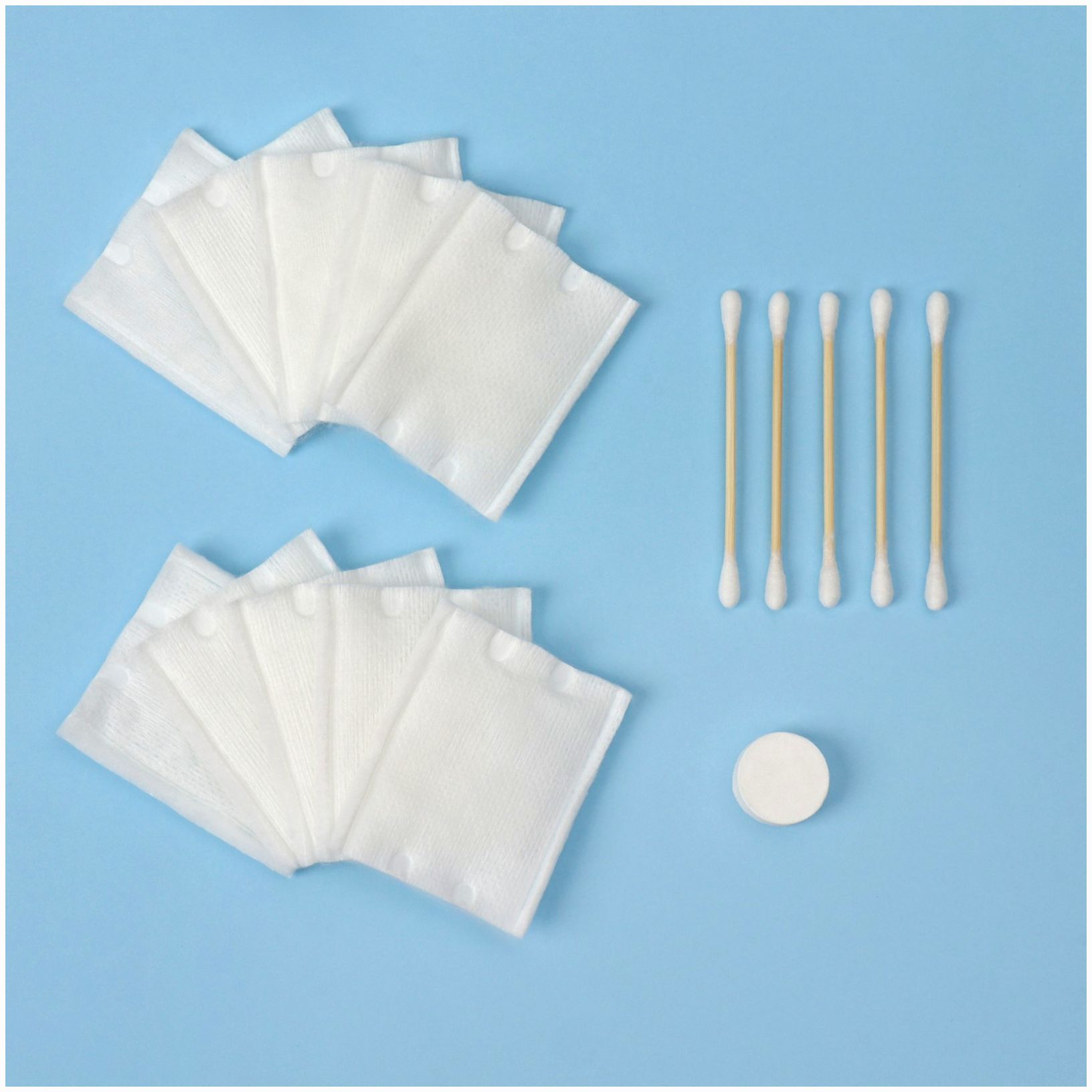 № 9103681 Дорожный набор, 3 предмета, ватные палочки 5 шт, ватные диски 10 шт, прессованные салфетки