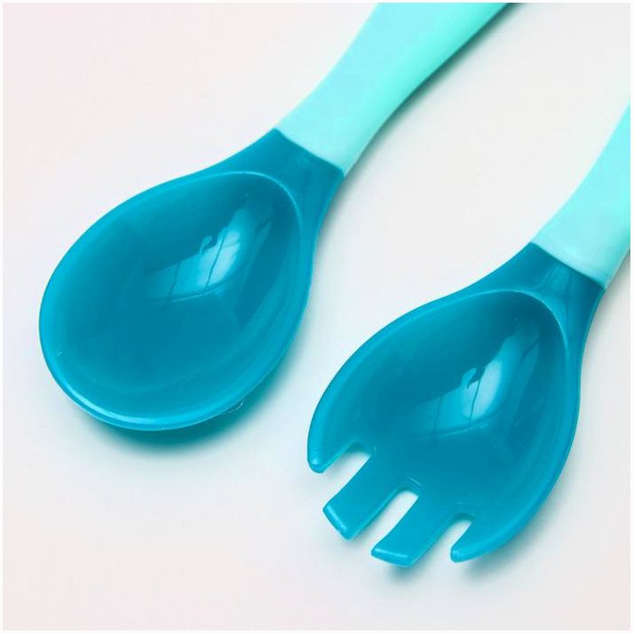 Картинка Набор приборов для кормления термовилка и термоложка, 2 шт, цвет зеленый/синий (№4800407) от магазина Мир детей Товары для Новорожденных