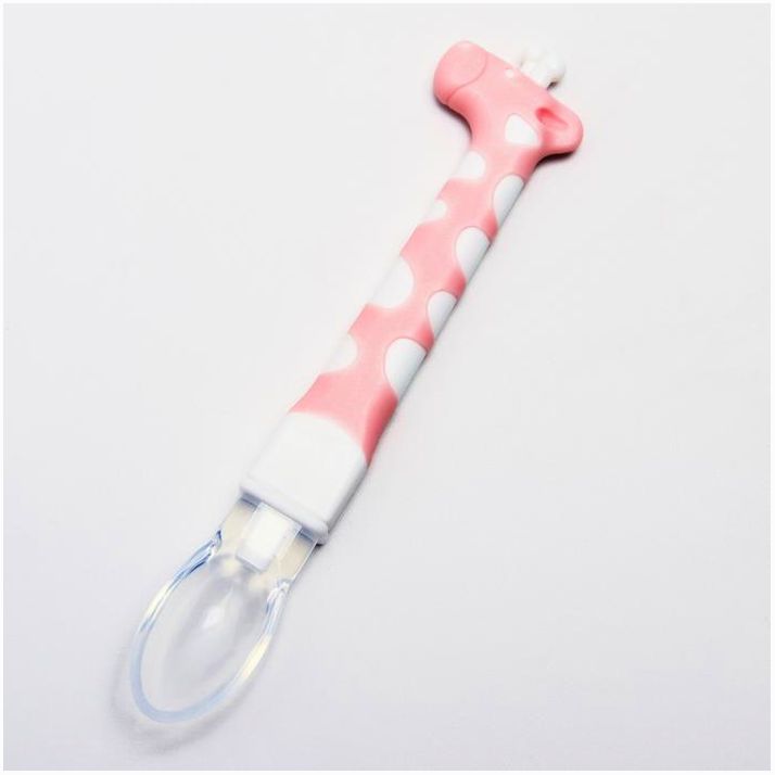 Ложка детская для кормления «Жираф», цвет розовый артикул анонс 4350297