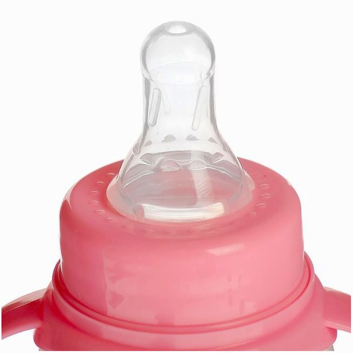 Картинка Бутылочка «Принцесса», классическое горло, приталенная, с ручками, 150 мл., от 0 мес., цвет розовый (№2969860) от магазина Мир детей Товары для Новорожденных