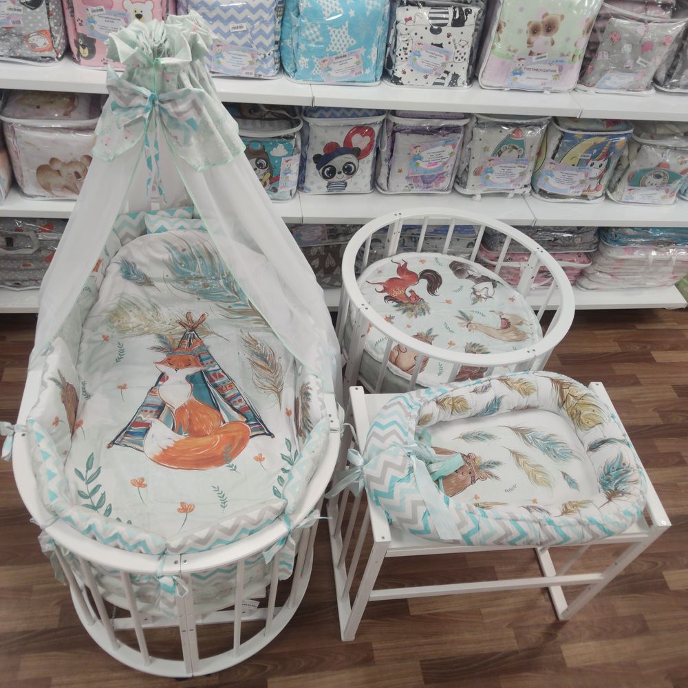 КПБ 21 пр (балдахин + борт + пододеяльник + 2 одеяла + навол + подуш + 2 прост + гнездо (бязь) 12кв артикул анонс 1151-О-1_11