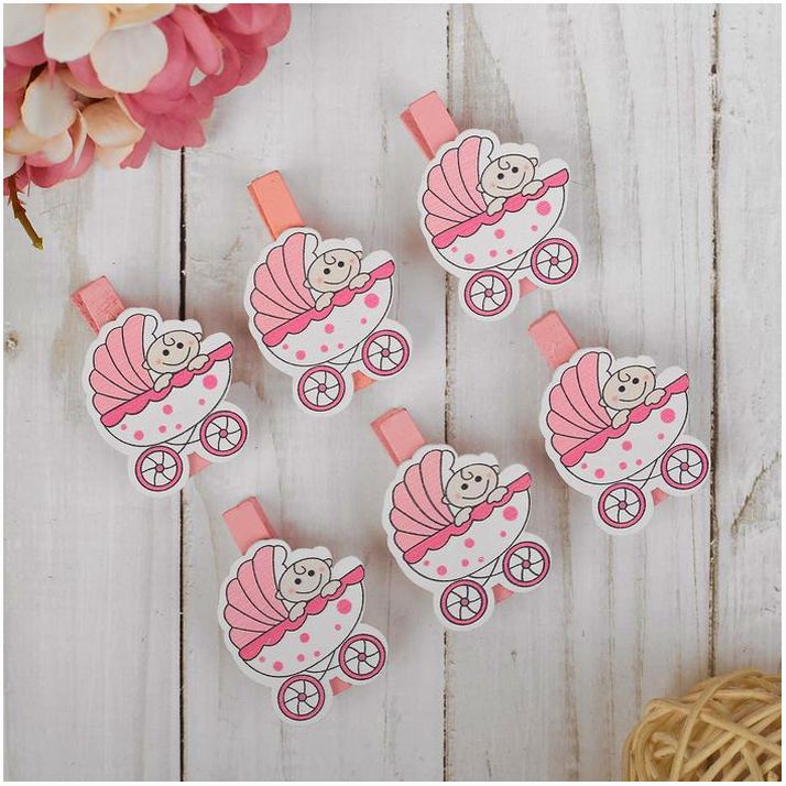 Картинка Декоративные прищепки «Малыш - девочка» набор 6 шт. МИКС (№4328931) от магазина Мир детей Товары для Новорожденных