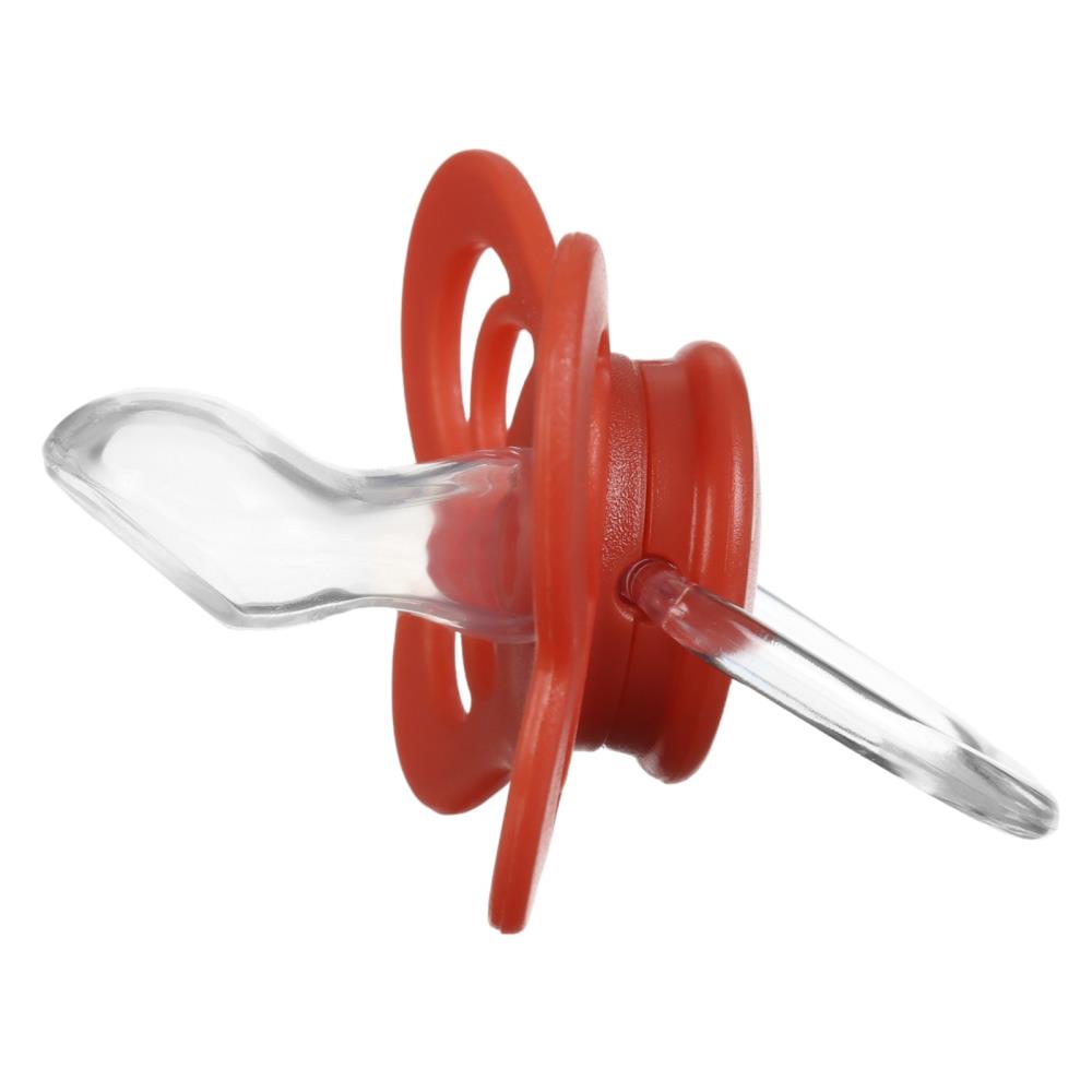 Картинка Соска - пустышка ортодонтическая, силикон, +6 мес., с держателем, цвет вишневый (№9887468) от магазина Мир детей Товары для Новорожденных