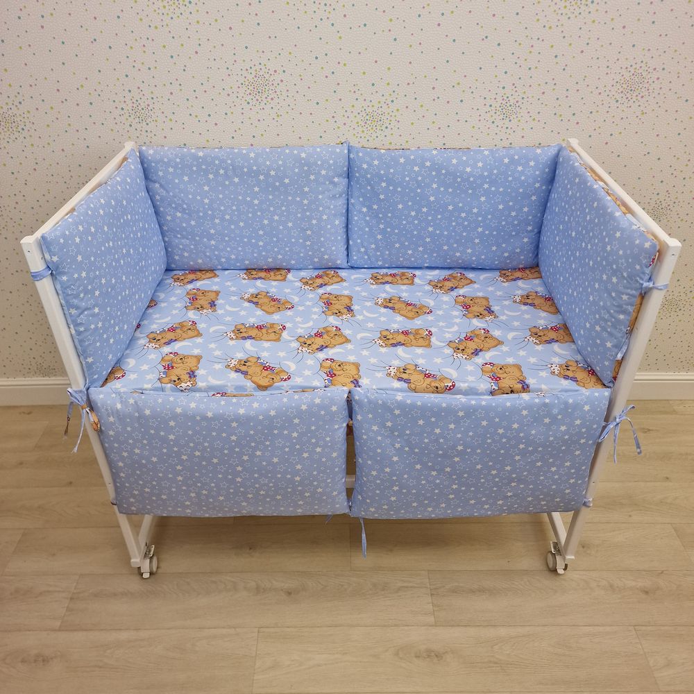 Бортик из 6 (0кв+6пр) подушек по всему периметру кроватки (бязь + синтепон) артикул анонс 973_04