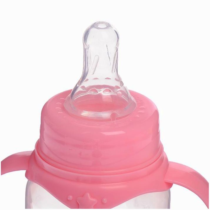 Картинка Бутылочка «Волшебная принцесса», классическое горло, с ручками, 150 мл, от 0 мес., цвет розовый (№2969862) от магазина Мир детей Товары для Новорожденных