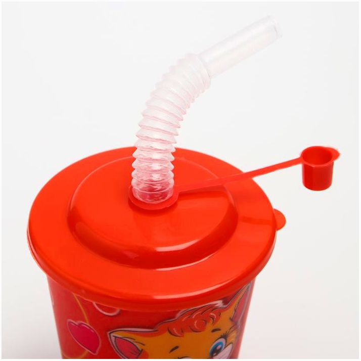 № 1028518 Поильник детский с трубочкой «Котик», голография, 250 мл, от 9 мес., с наклейками