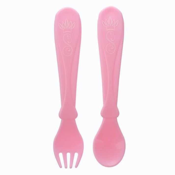 Столовые приборы «Принцесса», 2 предмета: ложка и вилка, от 5 мес., цвет розовый артикул анонс 2618969