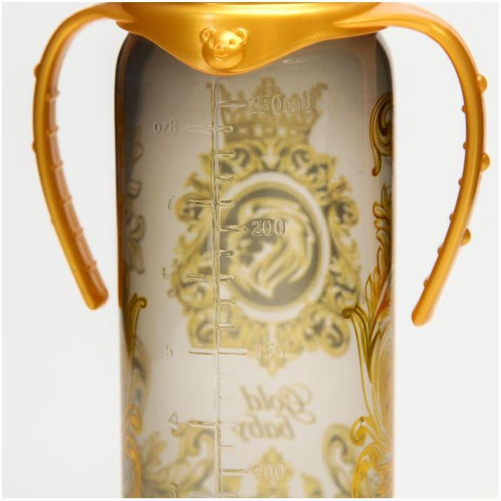 Картинка Бутылочка «Gold baby», классическое горло, с ручками, 250 мл., от 0 мес., Золотая коллекция (№5483882) от магазина Мир детей Товары для Новорожденных