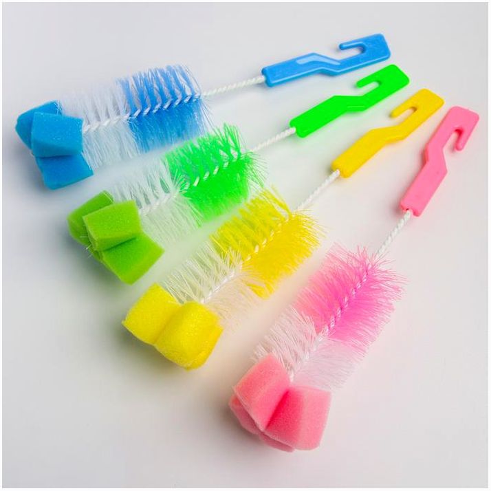 Ёршик для бутылочек с губкой, цвета МИКС артикул анонс 553323