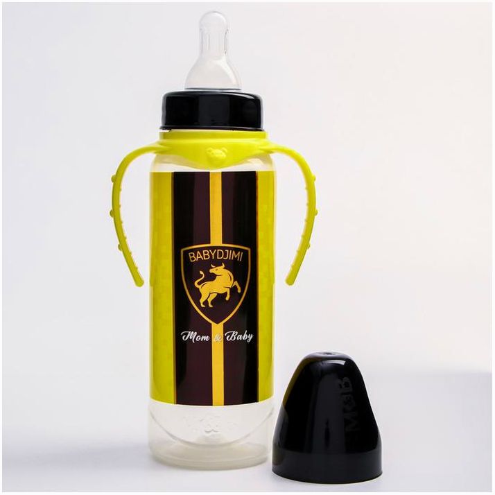 Картинка Бутылочка для кормления BABYDJIM, классическое горло, 250 мл., цилиндр, с ручками (№5399883) от магазина Мир детей Товары для Новорожденных