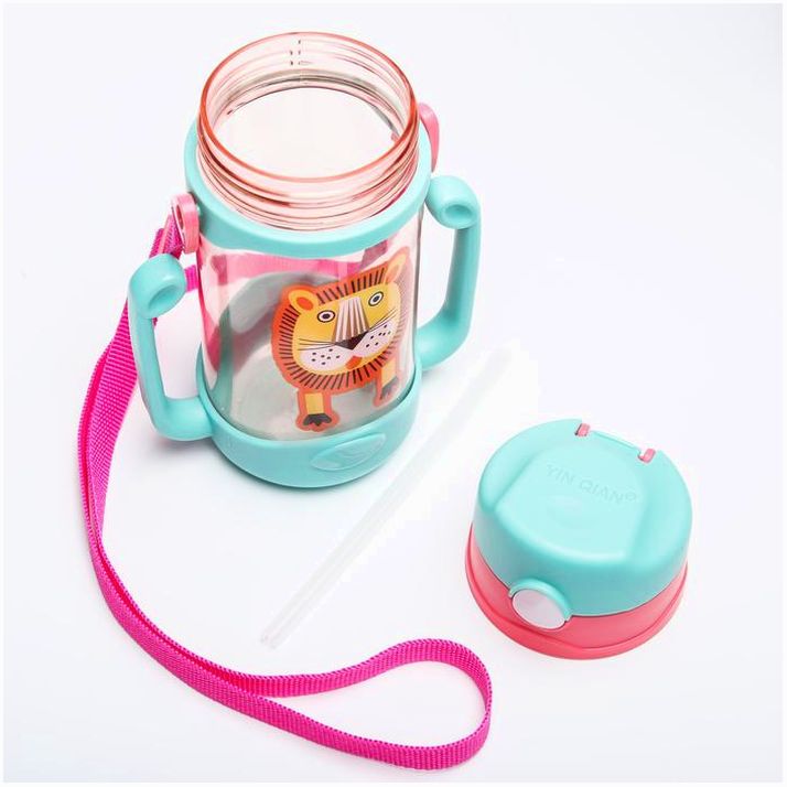 Картинка Поильник с трубочкой «Лёва», 300 мл., цвет бирюзовый (№4591115) от магазина Мир детей Товары для Новорожденных