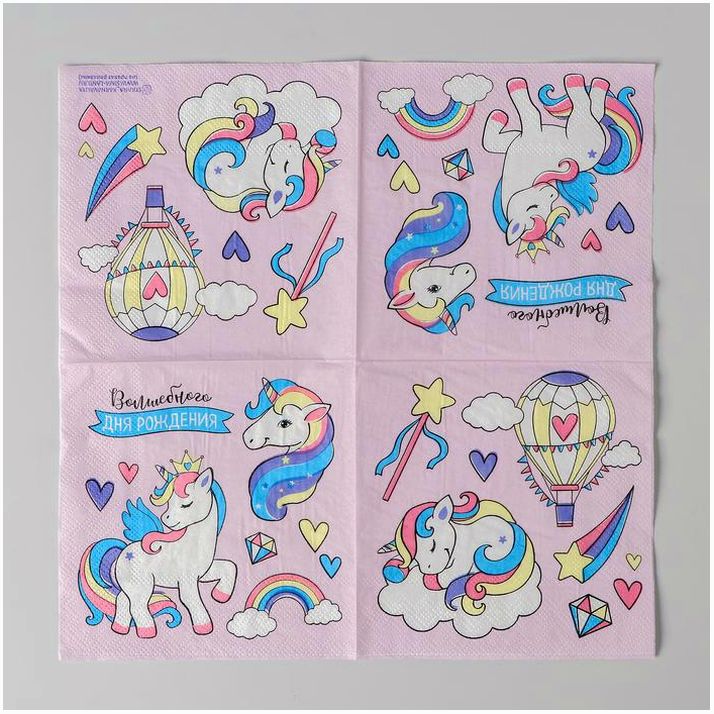 № 3967953 Cалфетки «Волшебного дня рождения», 25х25см, набор 20 шт.