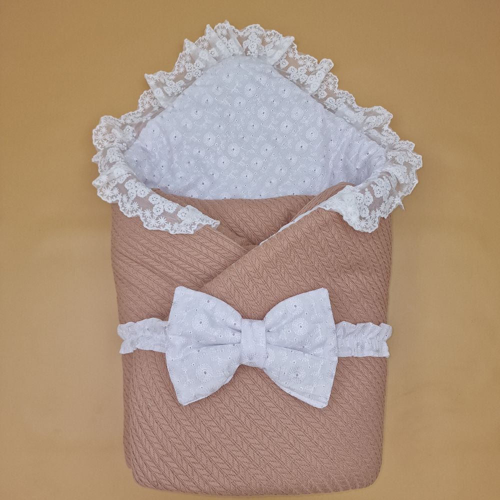 Комплект на выписку 2 пр: одеяло+бант (вязанка+бязь) артикул анонс 1895вз-1-2_м_05