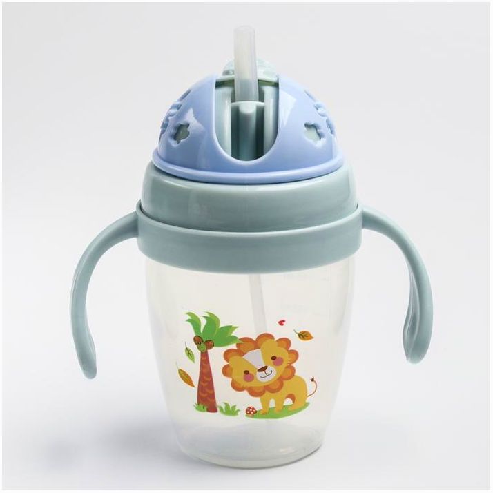 № 4724441 Поильник с силиконовой трубочкой 200 мл., с ручками, цвет МИКС