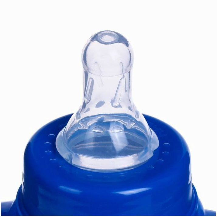 Картинка Бутылочка для кормления, классическое горло, с ручками, 150 мл., от 0 мес., цвет синий (№2969782) от магазина Мир детей Товары для Новорожденных