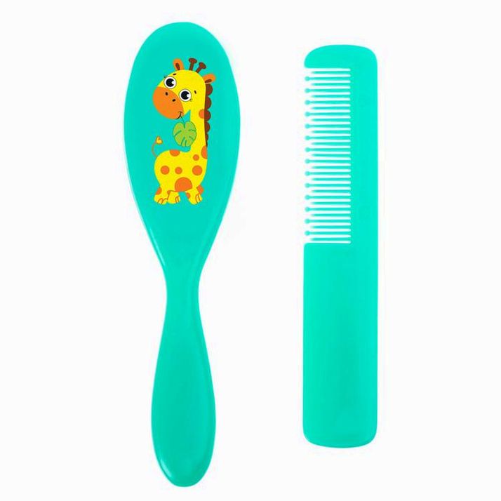 Картинка Расчёска детская + массажная щётка для волос «Жирафик», от 0 мес. (№3285065) от магазина Мир детей Товары для Новорожденных