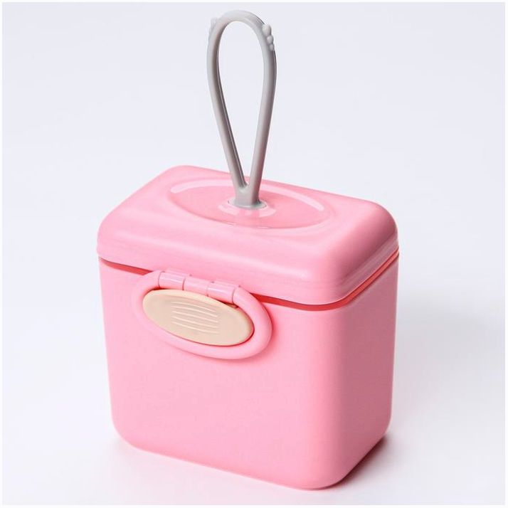 Контейнер для хранения детского питания 150 мл., с ложкой, цвет розовый артикул анонс 7550785